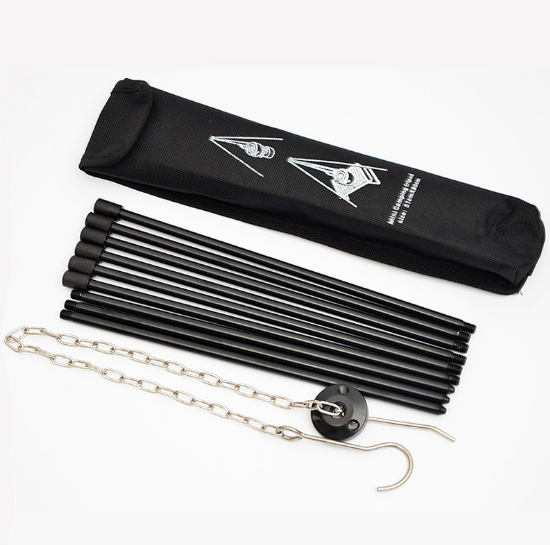 Compatible with Apple, Camping outdoor campfire tripod hanging pot picnic fire bracket aluminum alloy tripod camping supplies - Blue Force Sports