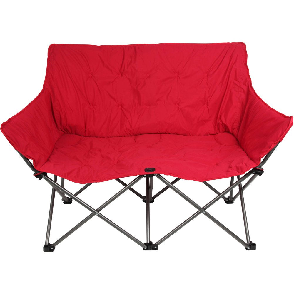 Ozark Trail Camping Love Seat Chair, Red, Adult Use