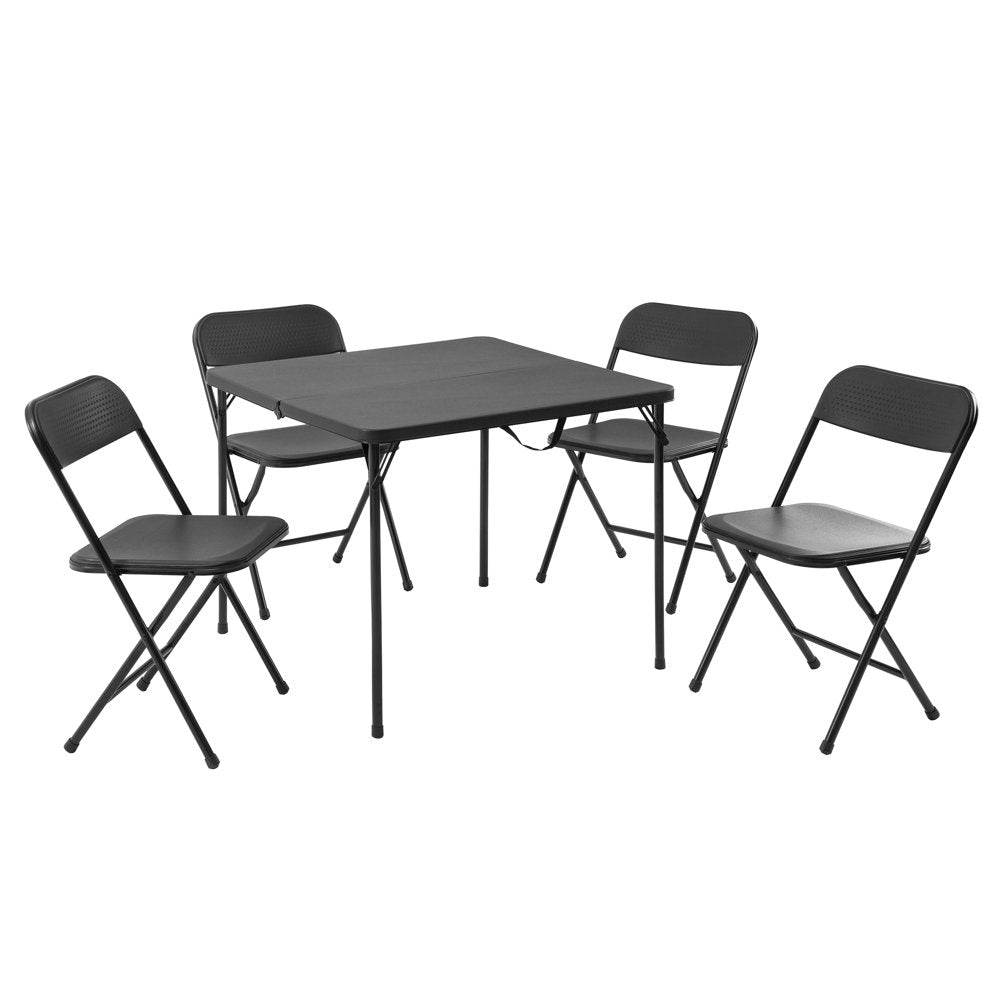 Mainstays 5 Piece Resin Card Table and Four Chairs Set, Black
