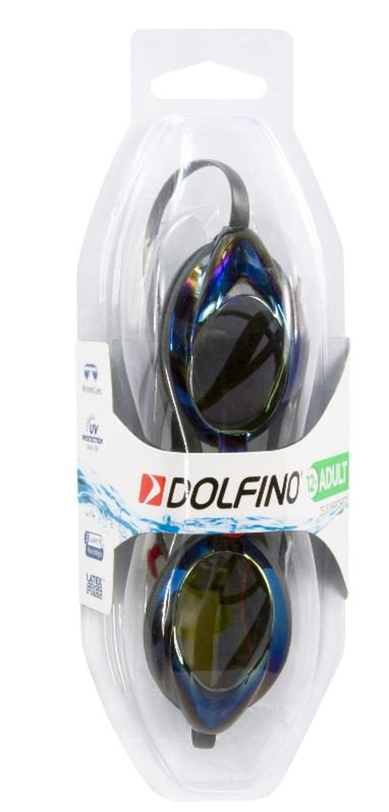 Dolfino Zeus Adult Swim Goggles with Mirrored Lenses in Blue