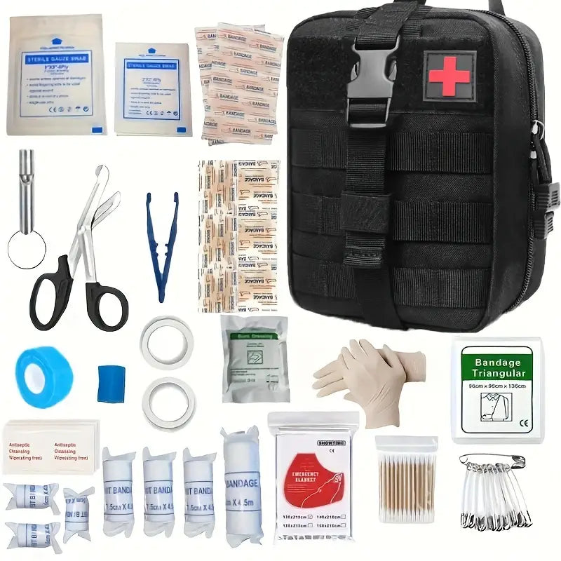 NNETM 151pcs Portable First Aid Kit(Black, Includes Essential Tools)