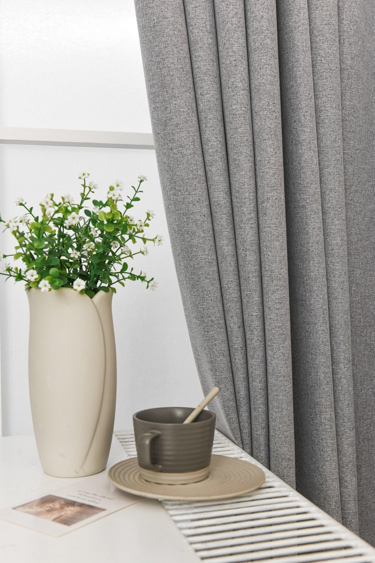 100% Total Blackout Curtain Linen Textured, Customize Size/Head, 1 Panel