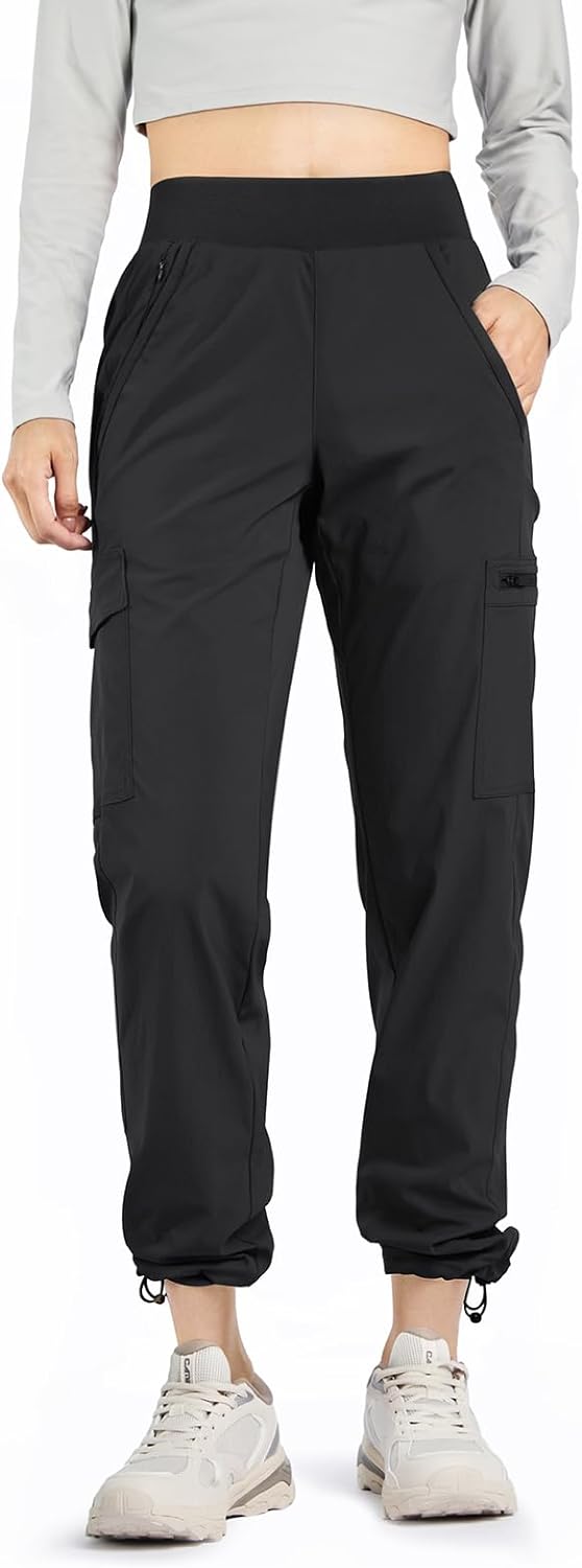 Women's Quick Dry Hiking Pants Lightweight Stretch Cargo Pants Water Resistant Elastic Waist Work Pants with 7 Pockets