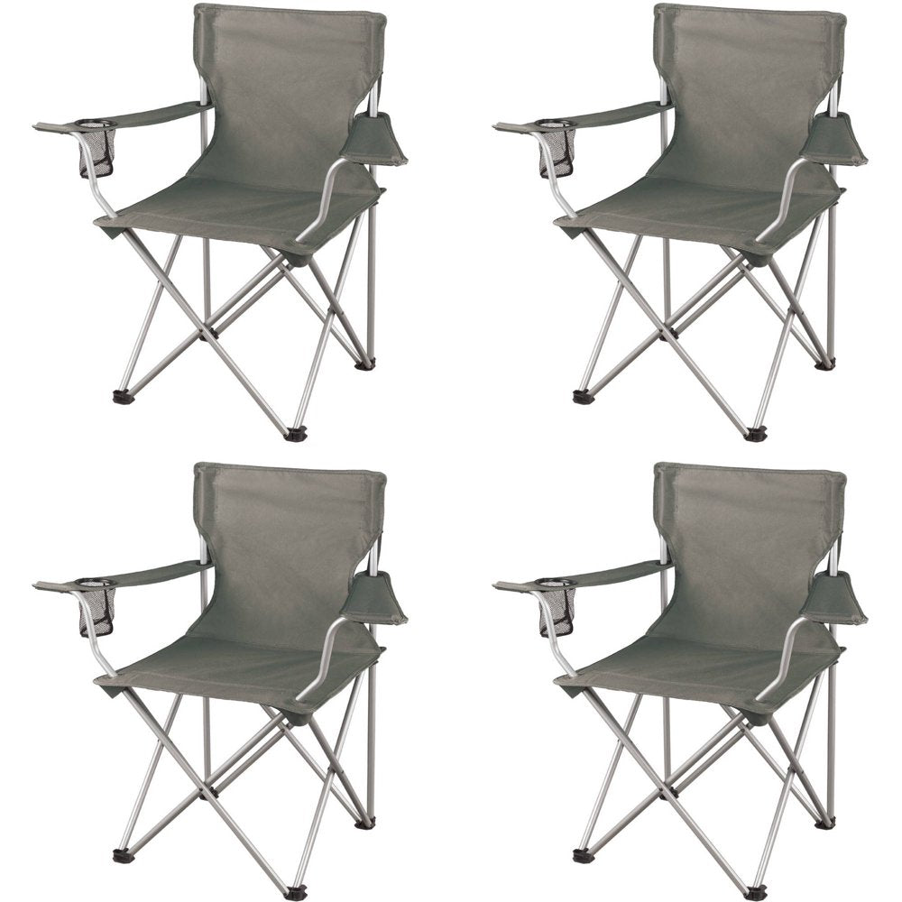 Ozark Trail Classic Folding Camp Chairs, with Mesh Cup Holder,Set of 4, 32.10 X 19.10 X 32.10 Inches