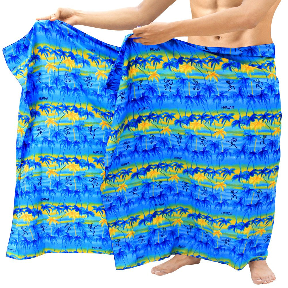 HAPPY BAY Men'S Bath Trunk Swimwear Sarong Beach Wrap One Size Blue-F346