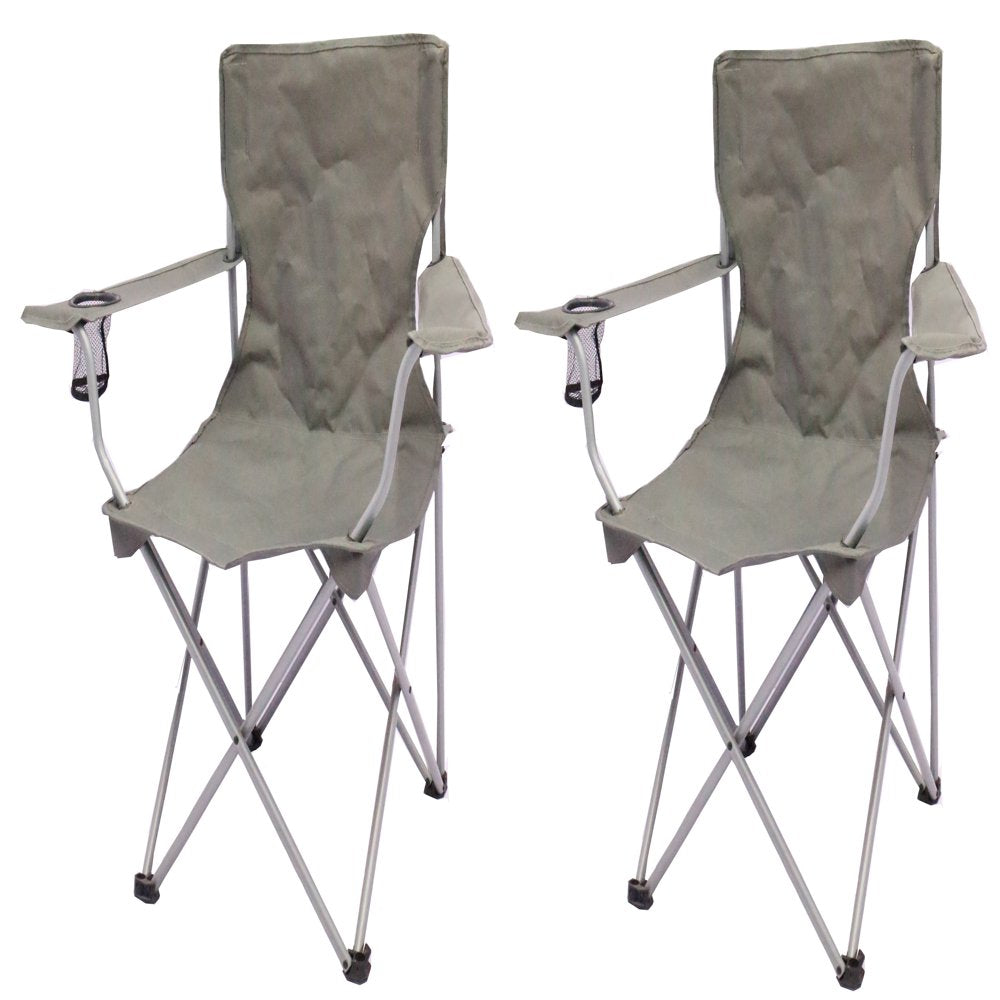 Ozark Trail Quad Folding Camp Chair 2 Pack,With Mesh Cup Holder