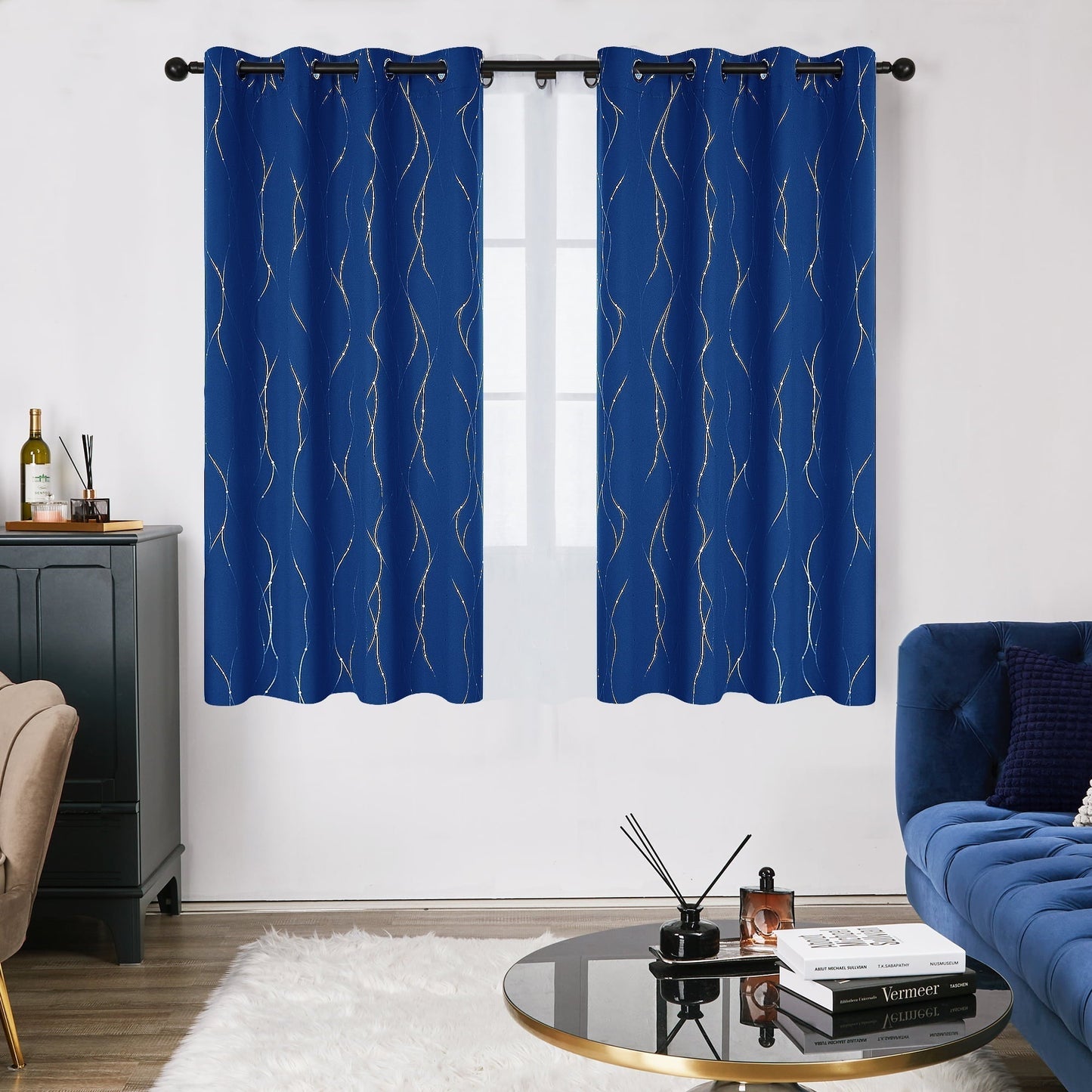 Curtain 2 Panels Size 52x95 Inches Color Royal Blue