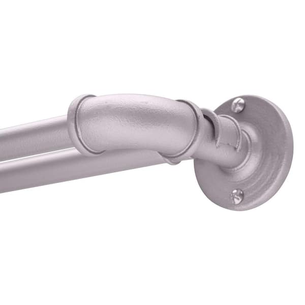 Double Curtain Rod Gray Adjustable 36"- 66" Pewter with Finial