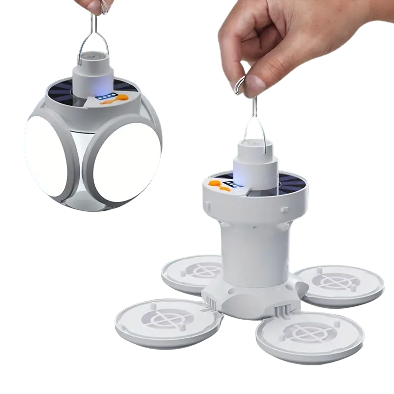 NNETM Solar Folding Light with Power Display - Portable USB Rechargeable LED Bulb