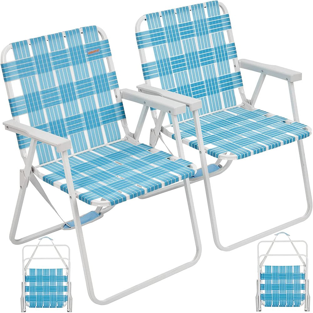 WEJOY Camping Beach Chairs Folding Lawn Chairs Heavy Duty Portable Chairs for Adult 265 LBS Blue
