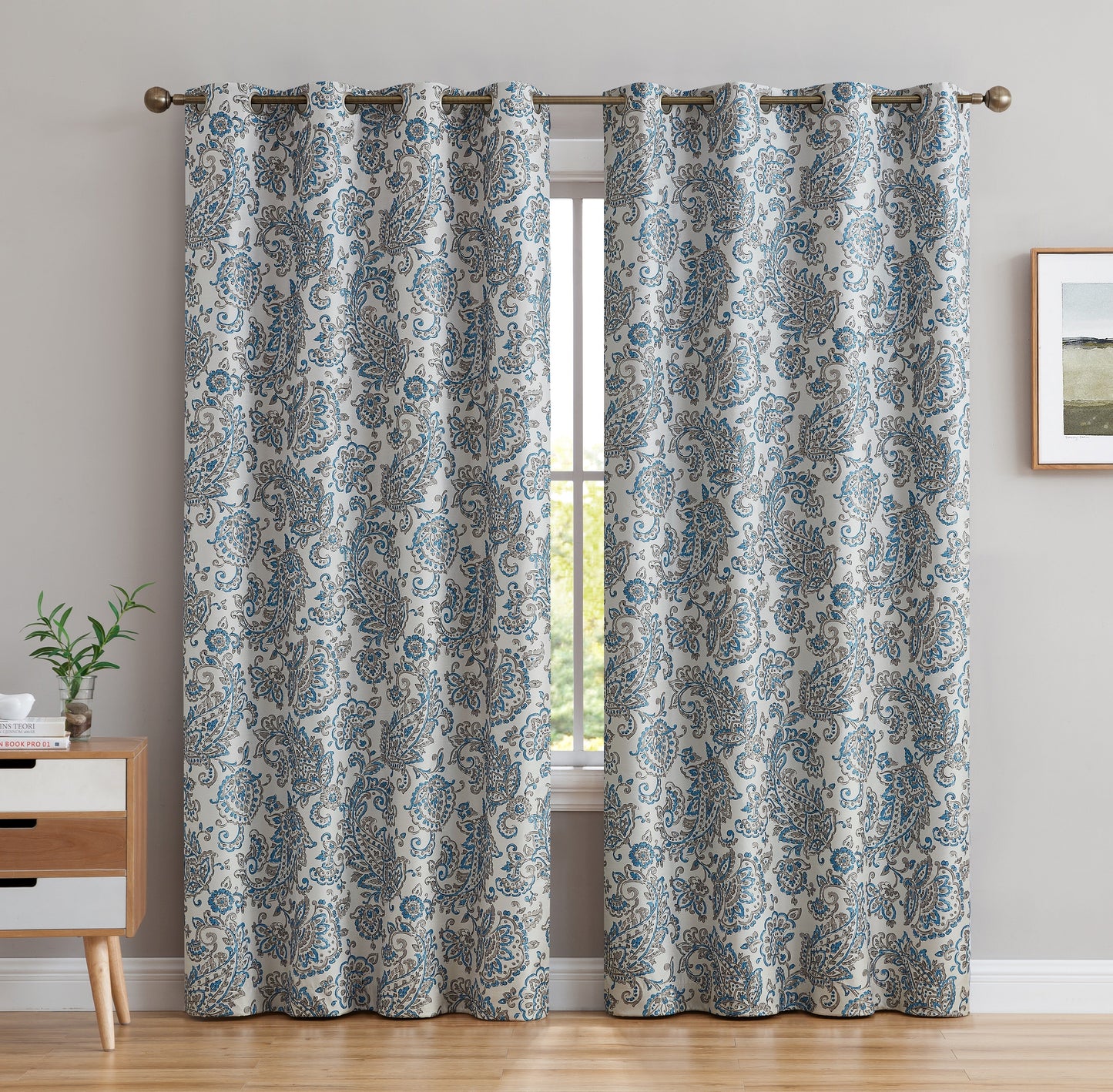 Amalfi Paisley 100% Blackout Grommet Curtain Panels