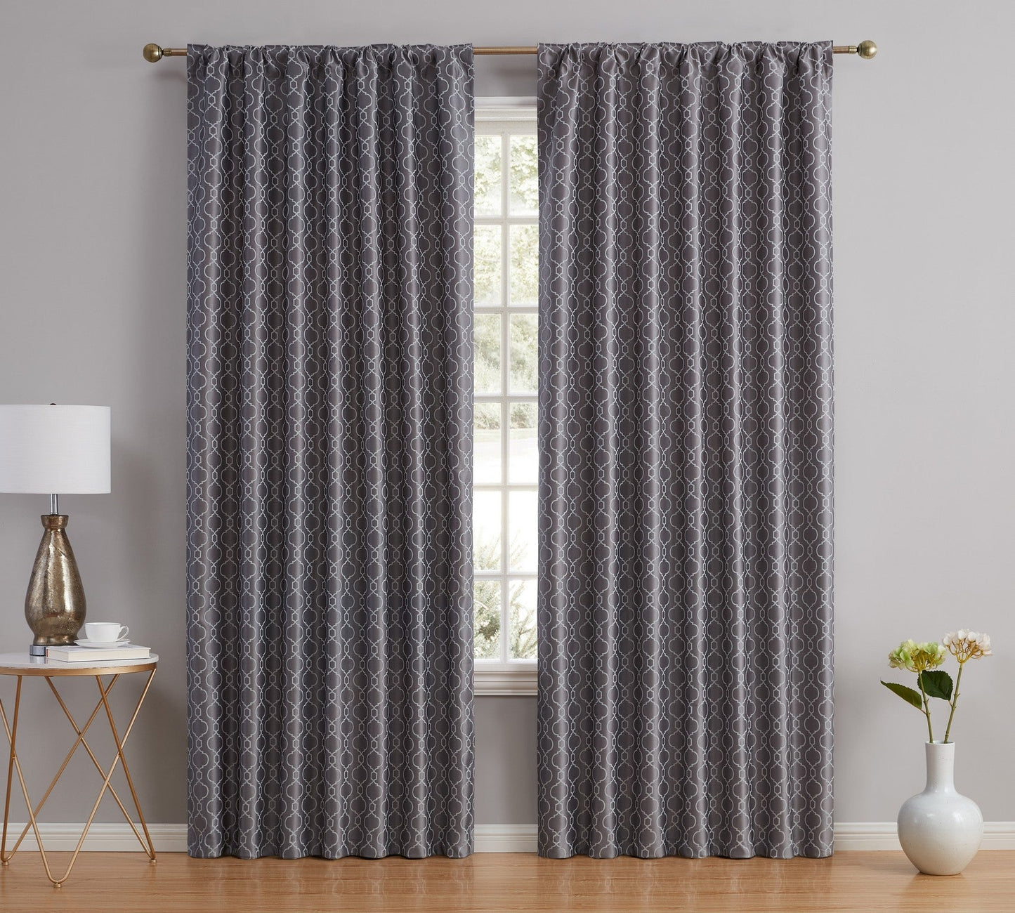 Franklin Moroccan Trellis 100% Blackout Back Tab Curtain Panels