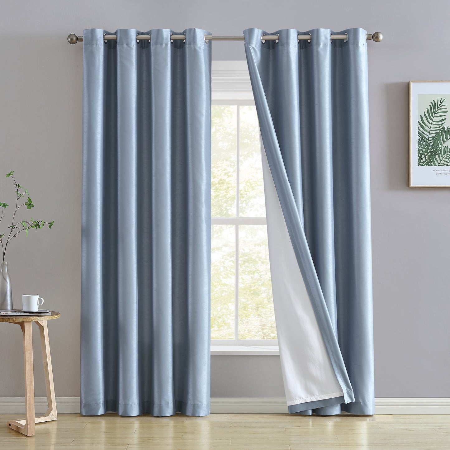Jefferson Faux Silk Grommet Curtain Panels