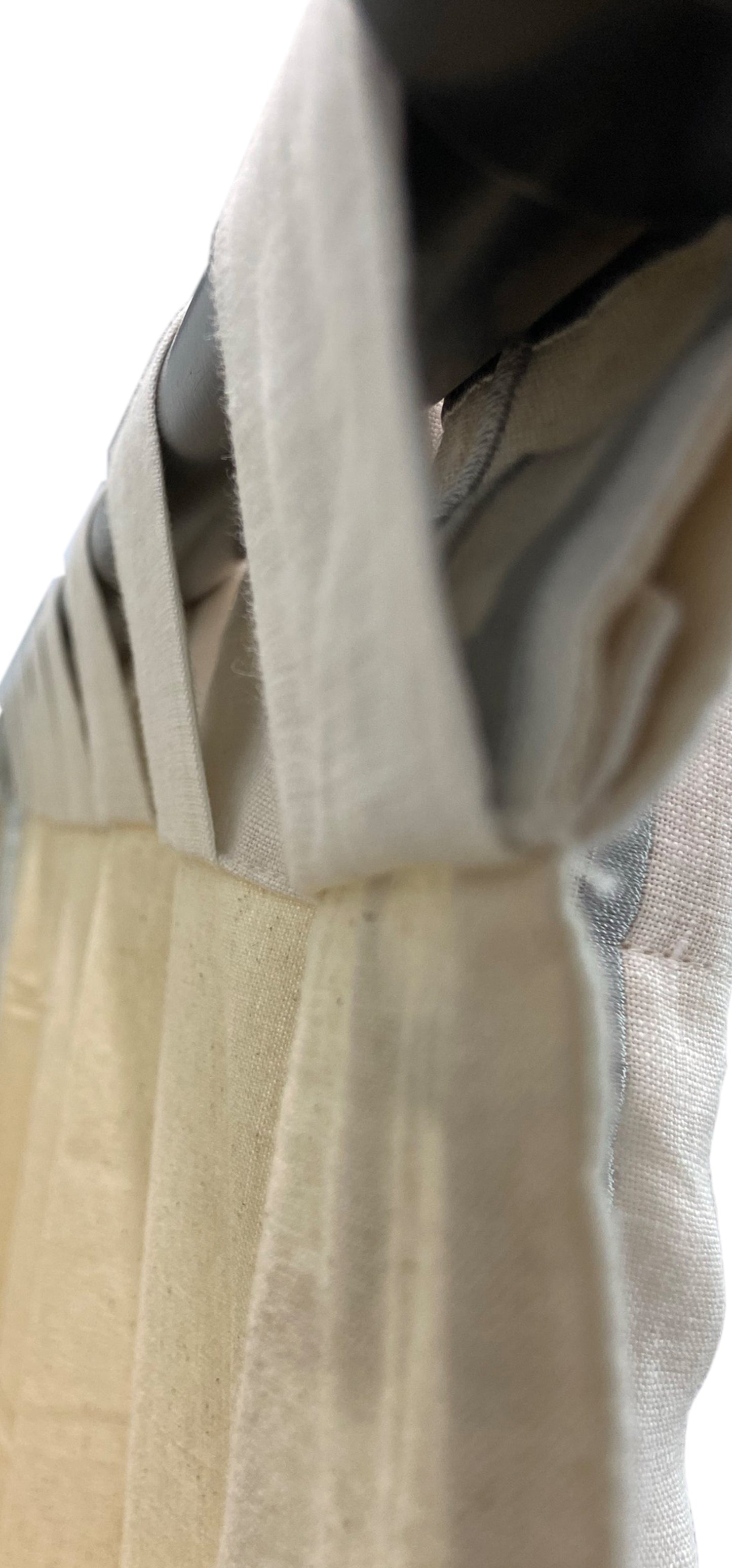 Lattice Embroidery Linen Curtain Drape - Ivory Black Custom Drapes