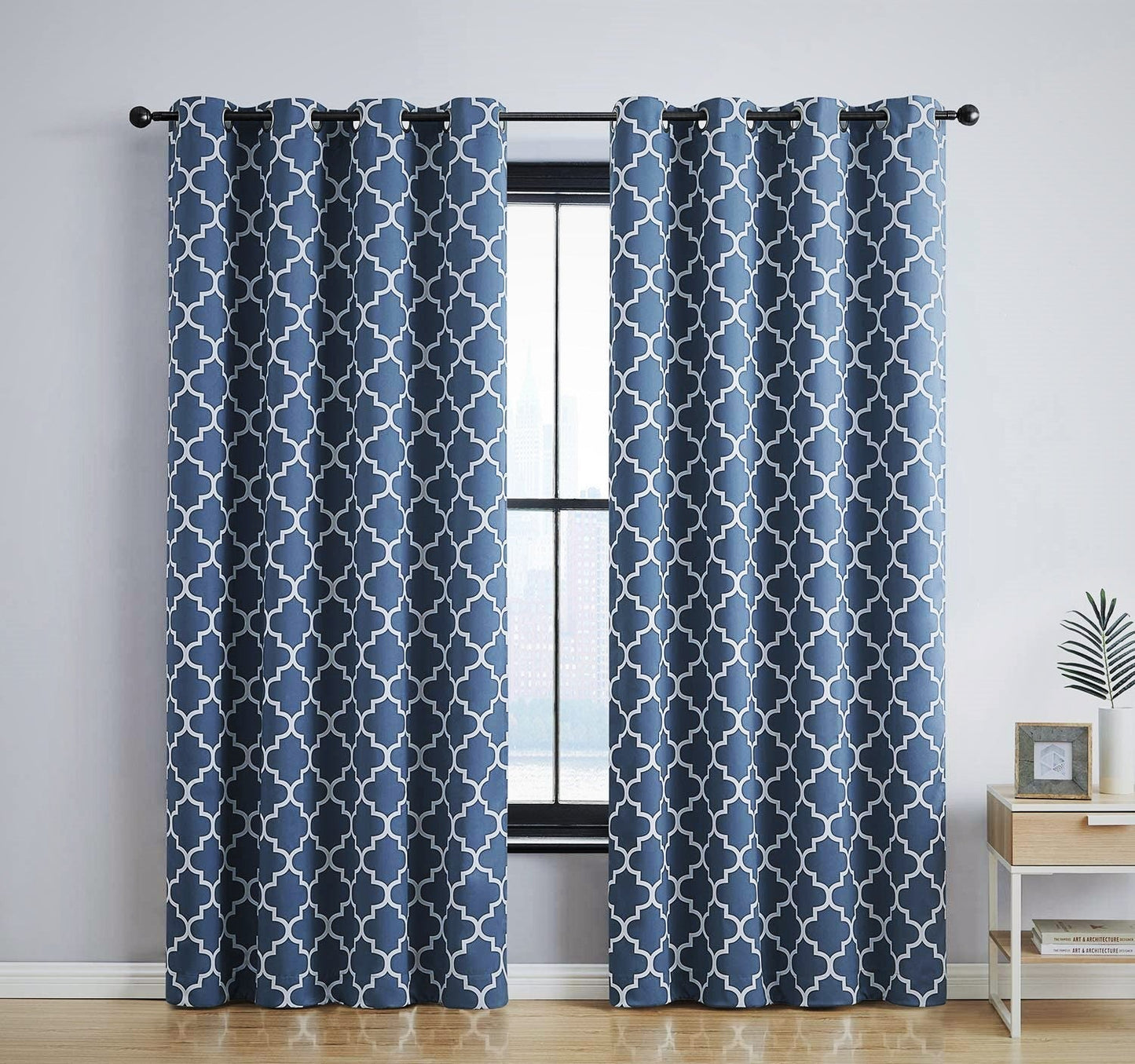 Lattice Print Room Darkening Grommet Curtain Panels