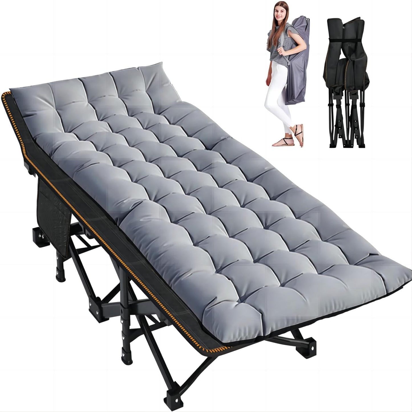 MOPHOTO Folding Bed Cot with 3.3 Inch Mattress, 75'* 28' Folding Camping Cots with Carry Bag, Folding Sleeping Cot Guest Bed
