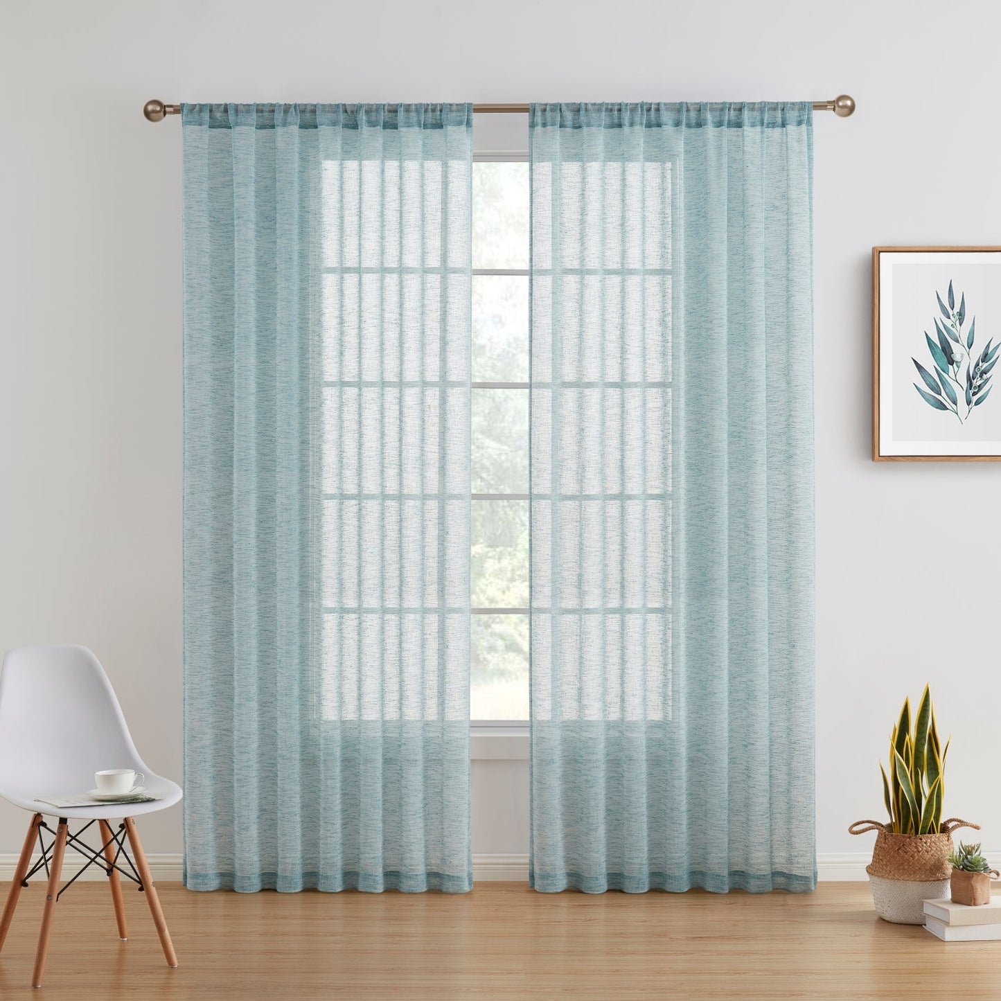 Penelope Faux Linen Sheer Curtain Panels