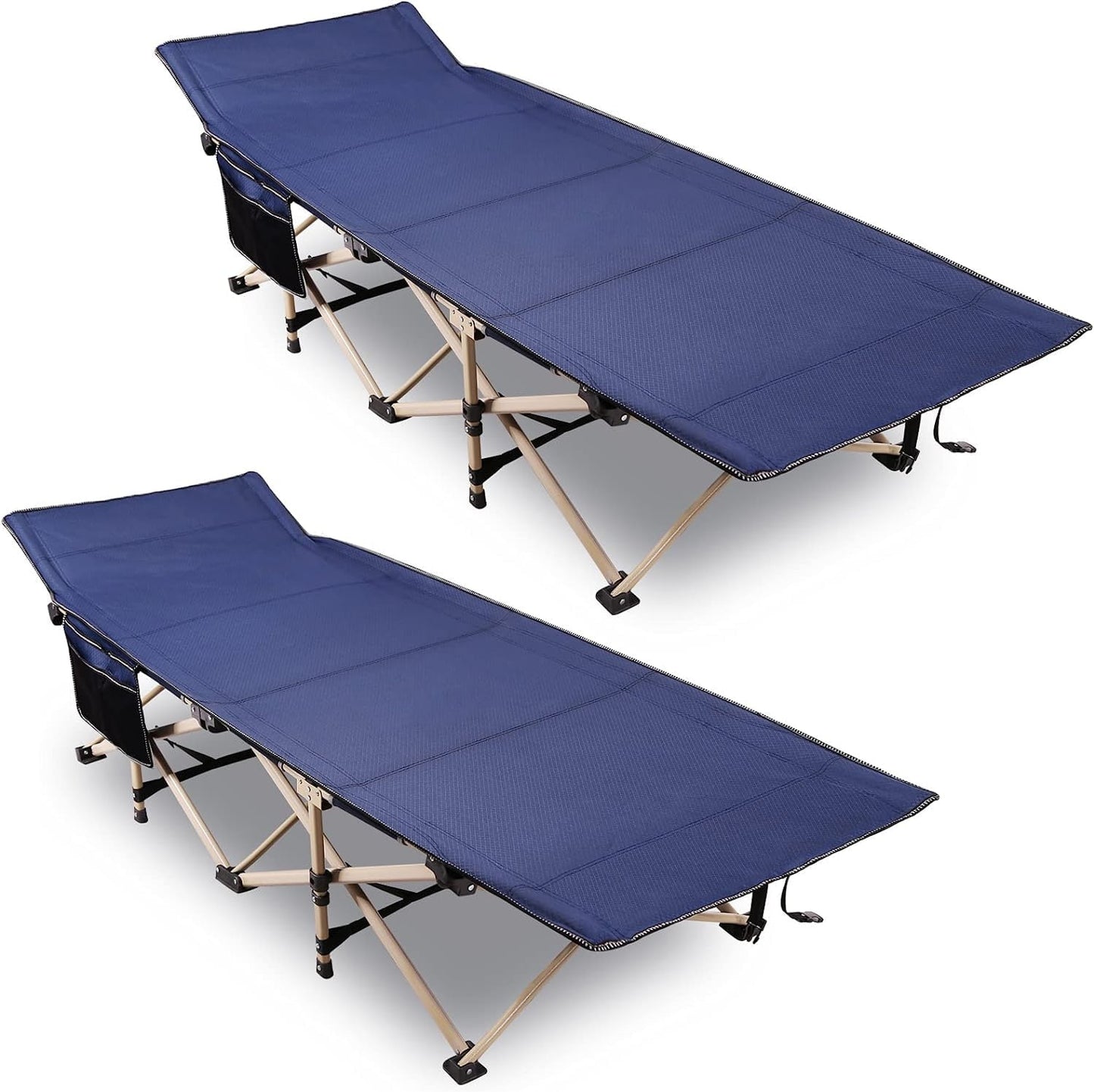 REDCAMP 2 Pack Folding Camping Cots for Adults, 28' Extra Wide Sturdy Portable Sleeping Cot for Camp Office Use, Blue