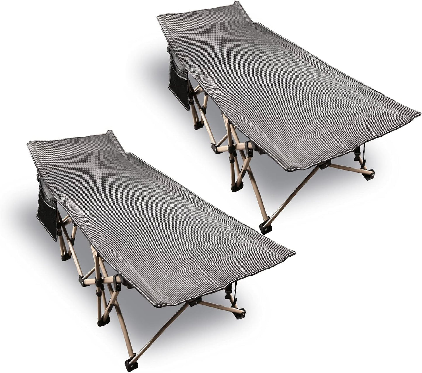 REDCAMP 2 Pack Folding Camping Cots for Adults 500lbs, Double Layer Oxford Heavy Duty Wide Sleeping Cots for Camp Office Use, Gray