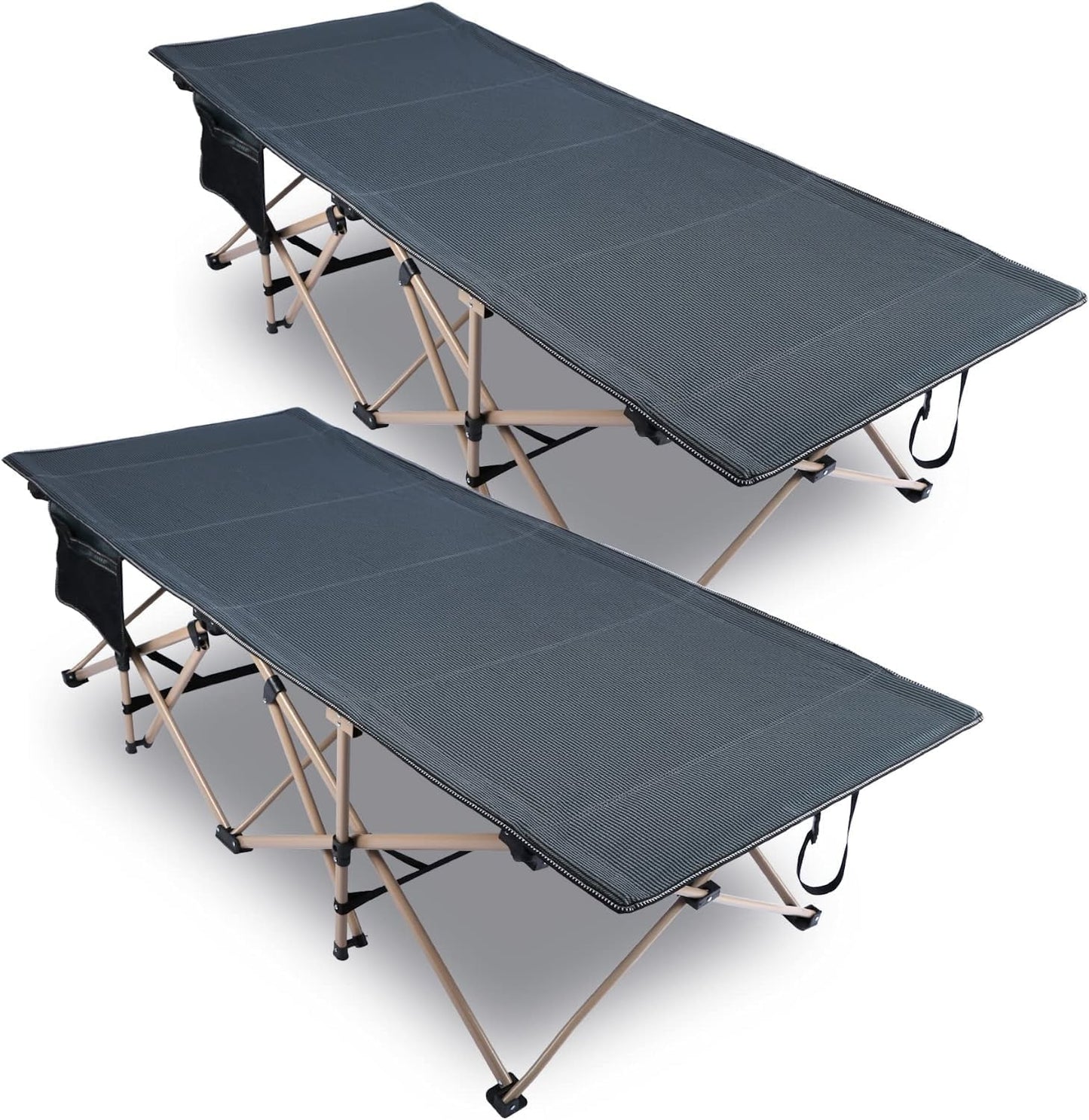 REDCAMP 2 Pack Oversized Folding Camping Cots for Adults 500lbs, Double Layer Oxford Heavy Duty Extra Wide Large Sleeping Cots£¬Grey