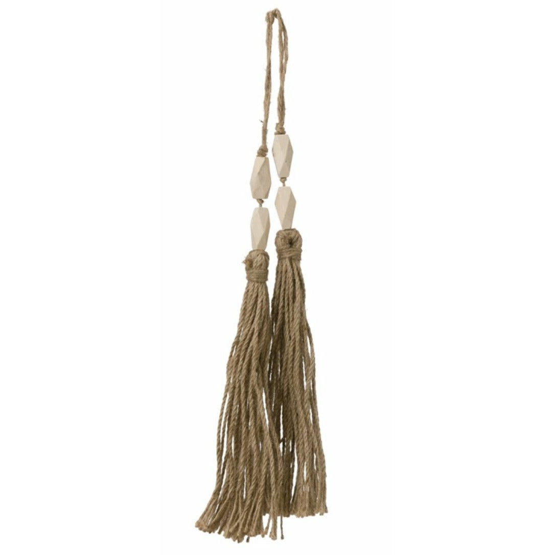 Paulownia Wood Bead and Jute Tassel