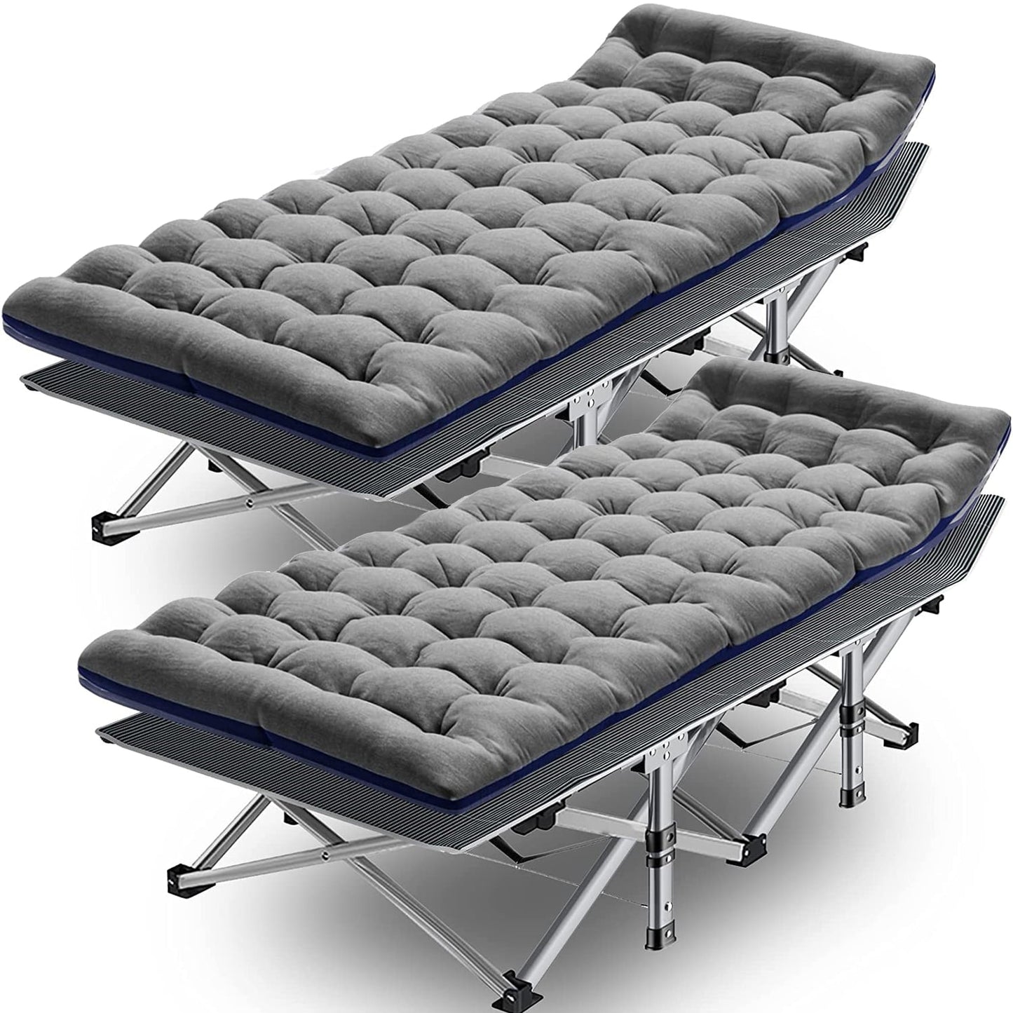 Slsy Cot, Folding Camping Cot for Adults, 2 Pack 75' x 28' Sleeping Cot, Rollaway Guest Bed with 2-Sided Velvet Mattress & Carry Bag