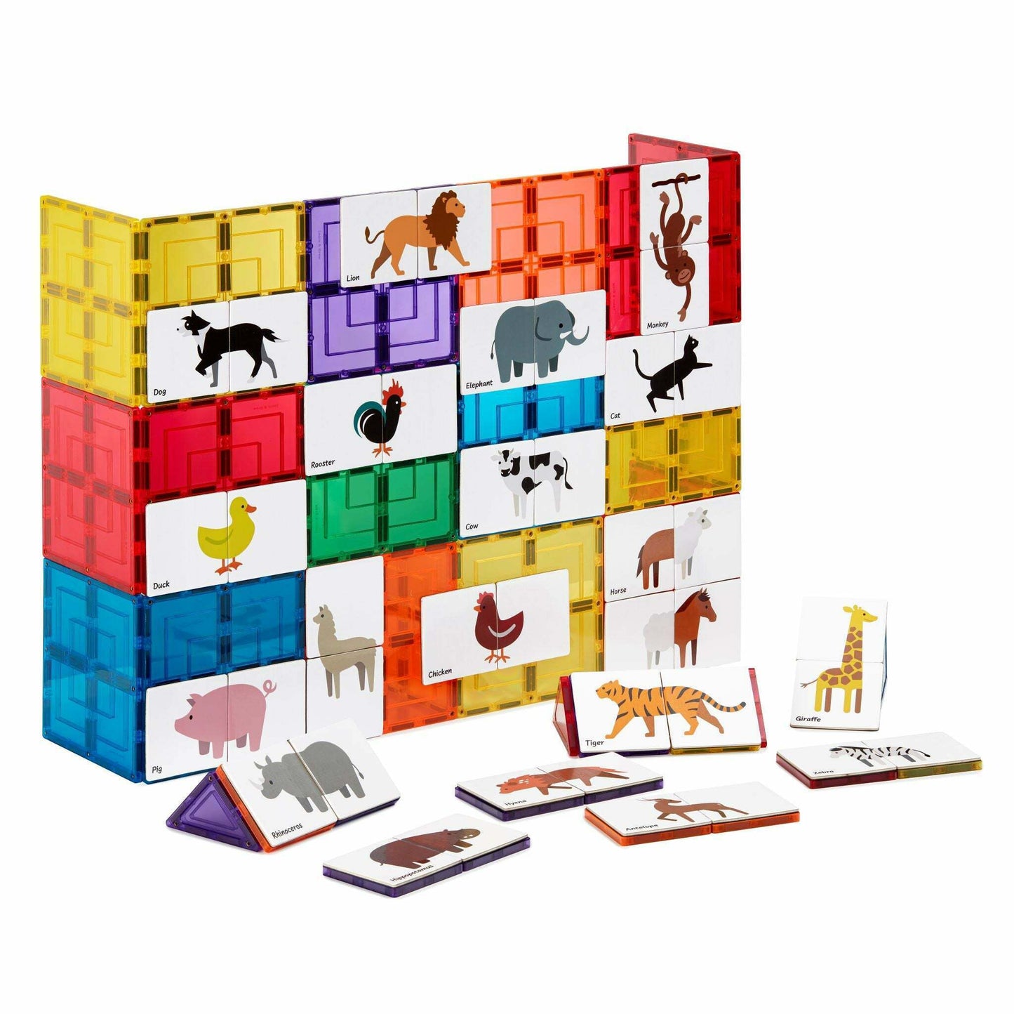 Learn & Grow - Magnetic Tile Toppers - Duo Animal Puzzle Pack (40 Piece)