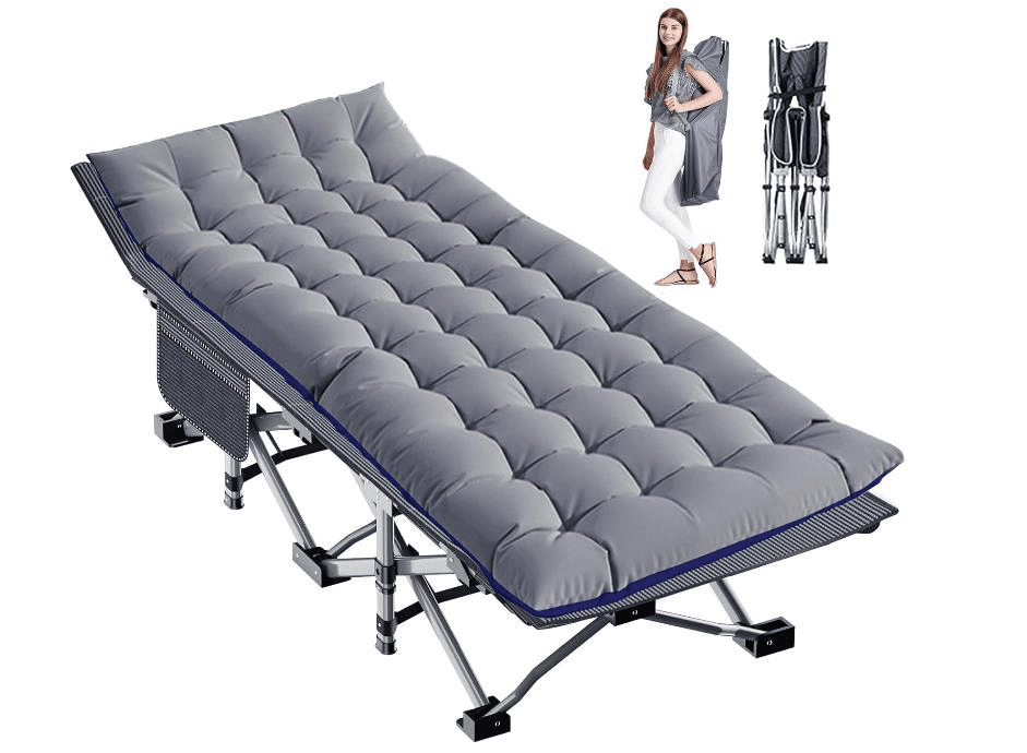 Vinso Folding Camping Cot, Heavy Duty Sleeping Cots with Carry Bag, Double Layer Oxford Portable Travel Camp Cots for Home, Office Nap and Outdoor Beach
