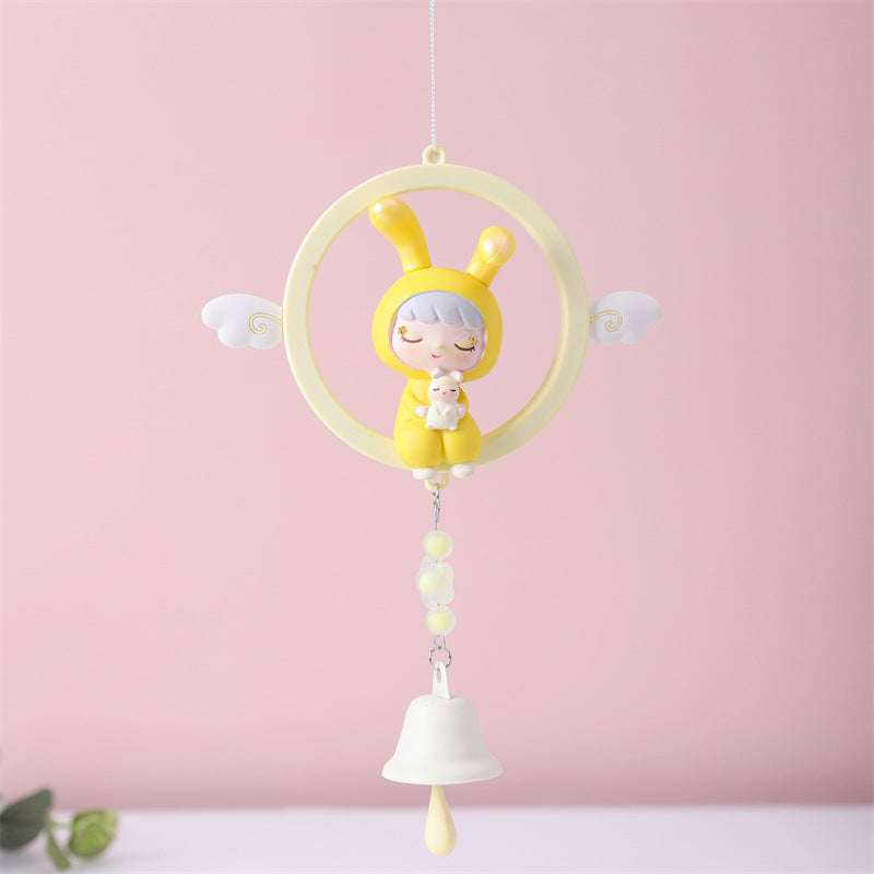 Yellow Rabbit Ear Wind Chimes Balcony Ornament Cute Wind Chimes Gift for Her
