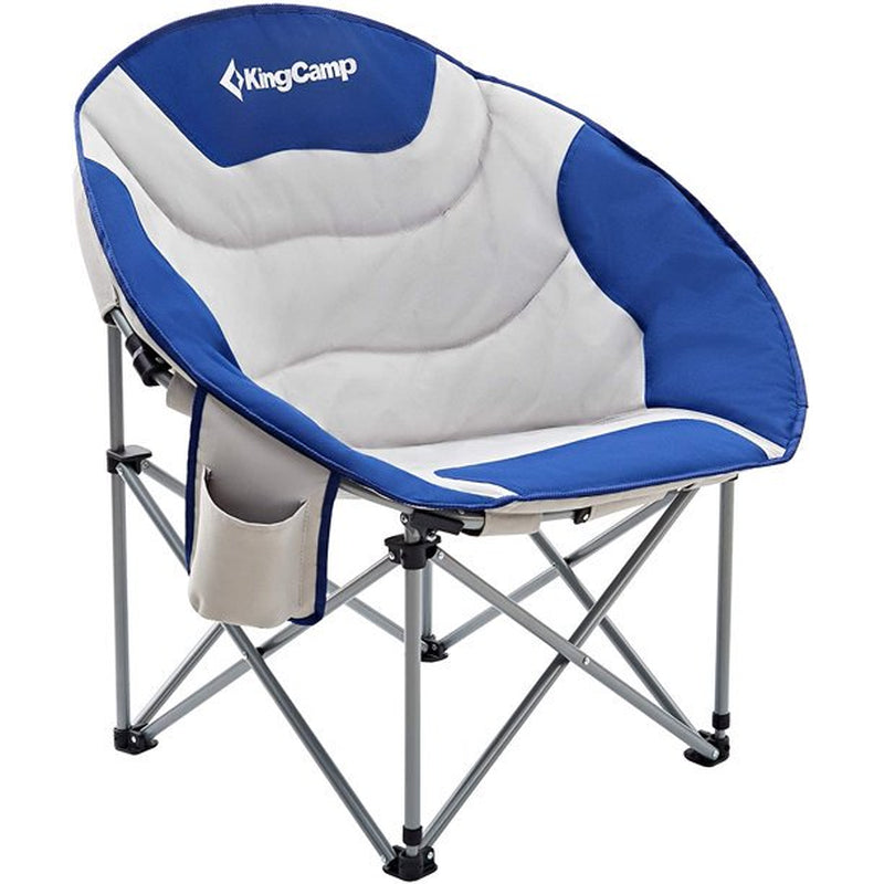 Kingcamp Folding Camping Chairs Oversized Outdoor Moon Chairs Padded Saucer Chairs for Adults Black