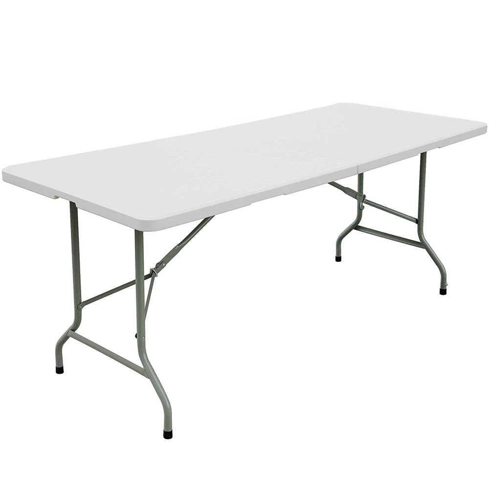 SKONYON 6Ft Portable Plastic Folding Table, White
