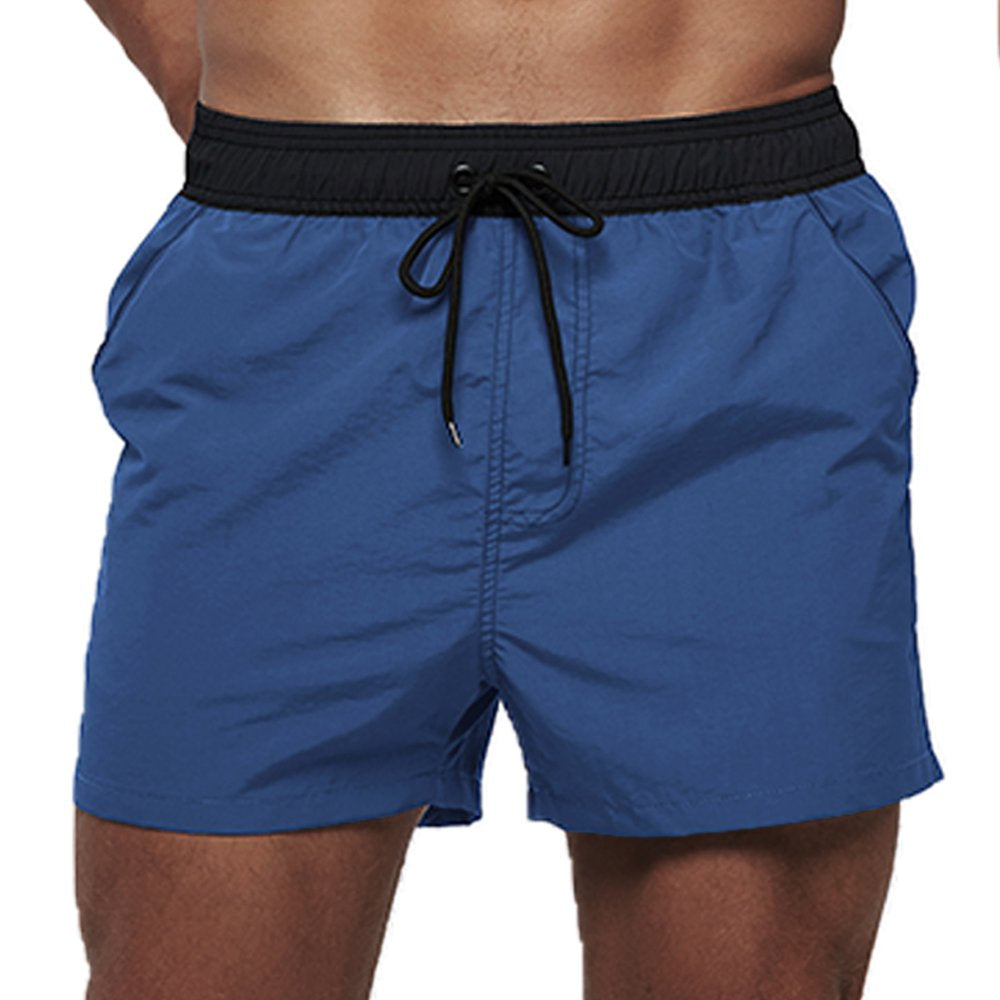 QPNGRP Mens 5 Inch Swim Trunks Stretch Quick Dry Swim Shorts with Zipper Pockets Deepblue 38
