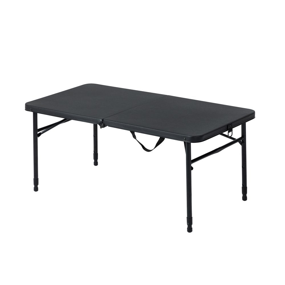 Mainstays 40"L X 20"W Plastic Adjustable Height Fold-In-Half Folding Table, Rich Black