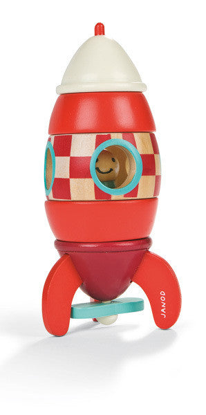 Janod - Magnetic Wooden Toy Rocket Ship
