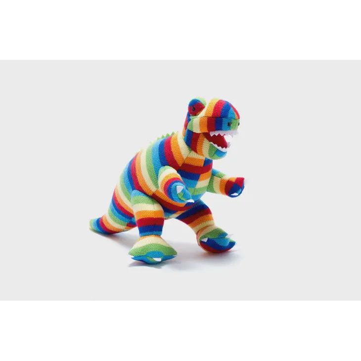 Knitted Dinosaur Plush Toy - Bold Stripe T-Rex