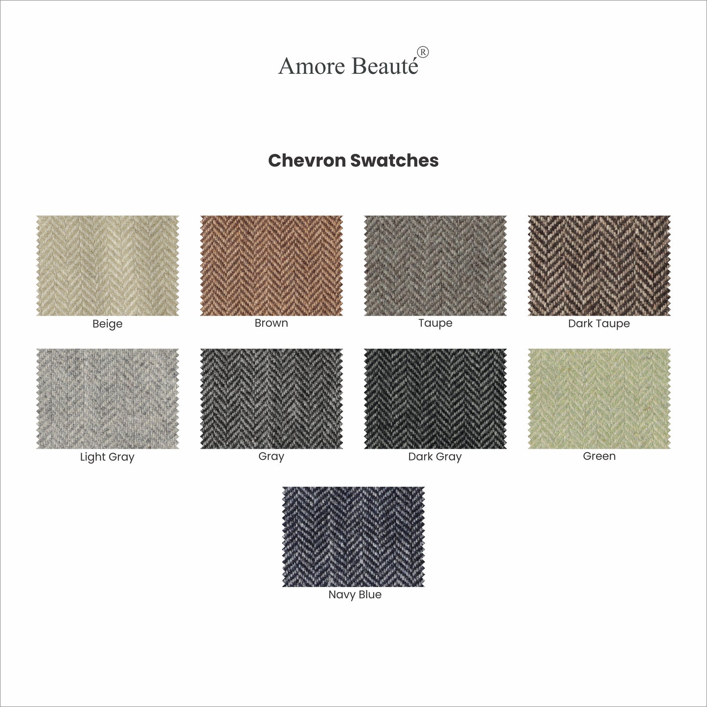 Light Grey Chevron Wool Curtains with Leather Tabs