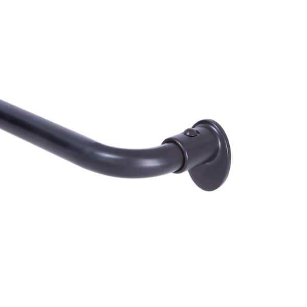 Curtain Rod Single Black Wrap Around Room Darkening 28 in. - 48 in. With Finial