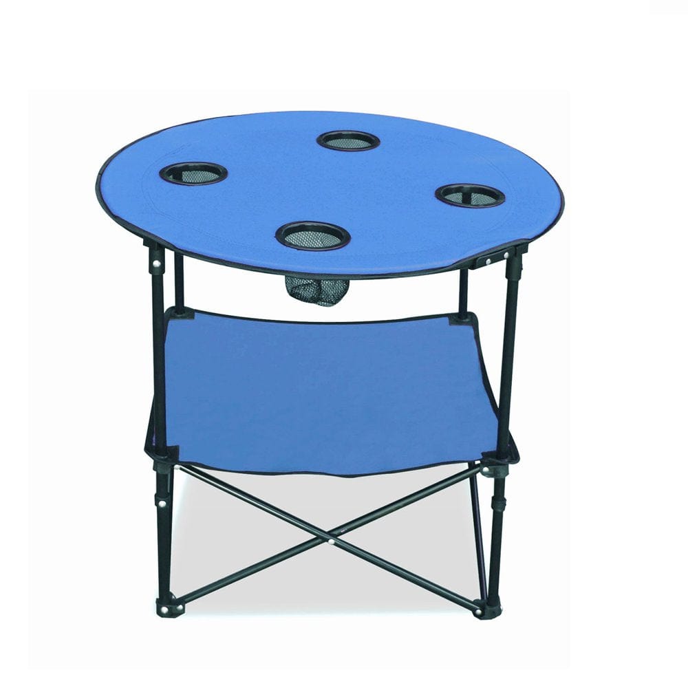 ETNA Folding Camp Table Foldable Beach Table with Cup Holders, 28" - Blue