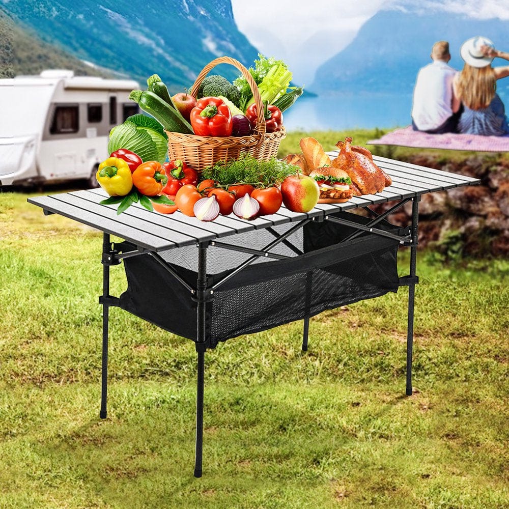 Folding Picnic Camping Table, Aluminum Roll-Up Table, Easy Carrying Bag for Indoor,Outdoor,Camping, Beach,Backyard, BBQ, Party, Patio, Picnic?47.24X21.65X26.77Inch