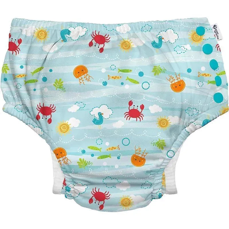 Green Sprouts - Reusable Eco Snap Swim Diaper, Light Aqua Sea Friends