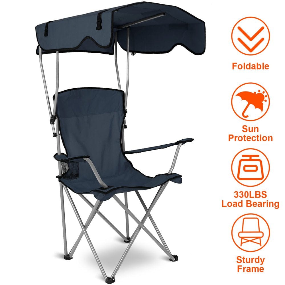 Imountek Heavy Duty Foldable Canopy Chair Portable Foldable Beach Outdoor Backpacking Camping Chair with Cup Holder,Red