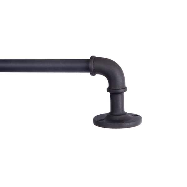 Curtain Rod 48 in - 84 in. Single Black Adjustable Indoor Outdoor Rust-Resistant