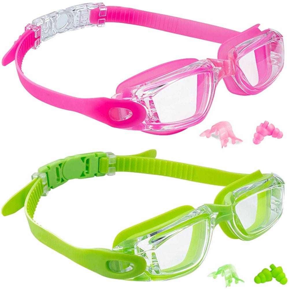 Kids Swim Goggles, Pack of 2 Swimming Goggles for Children Teens, Anti-Fog Anti-Uv Youth Swim Glasses Leak Proof for Age4-16