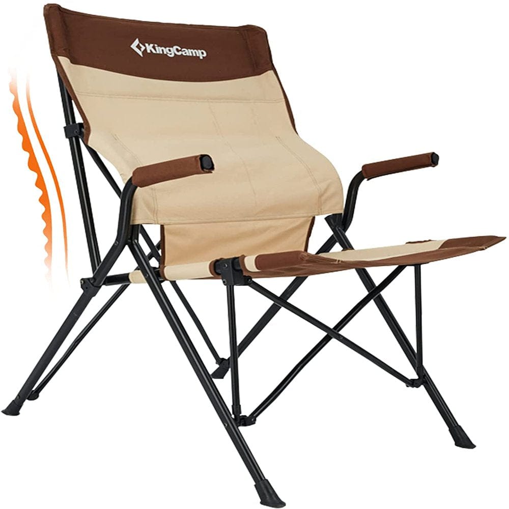 Kingcamp Outdoor Folding Chairs High Back Hard Arm Lawn Chairs for Adults with Pocket Supports 300 Lbs.