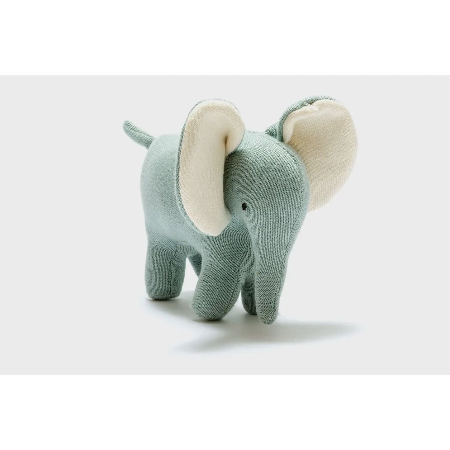 Medium Knitted Organic Cotton Plush Toy - Ellis the Elephant / Teal