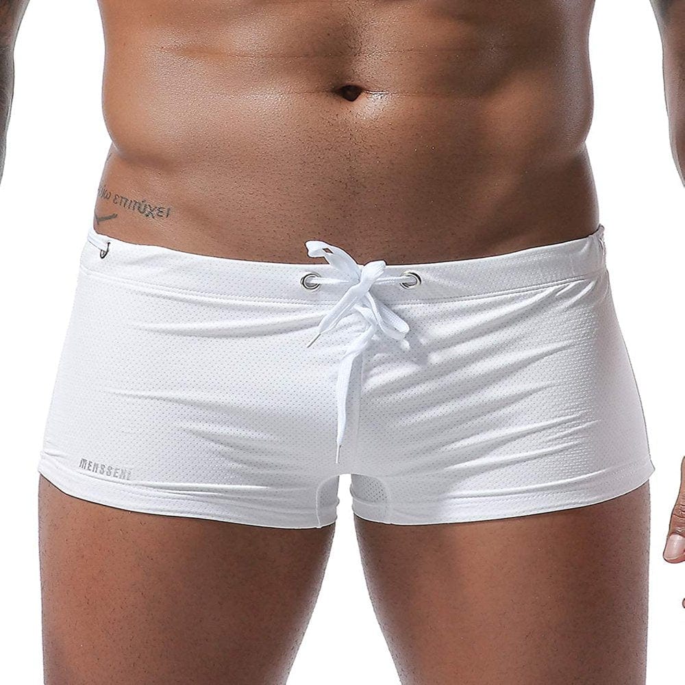 MIZOK Mens Boxer Briefs Swimming Trunks Swimsuit Low Rise Drawstring Royal Blue