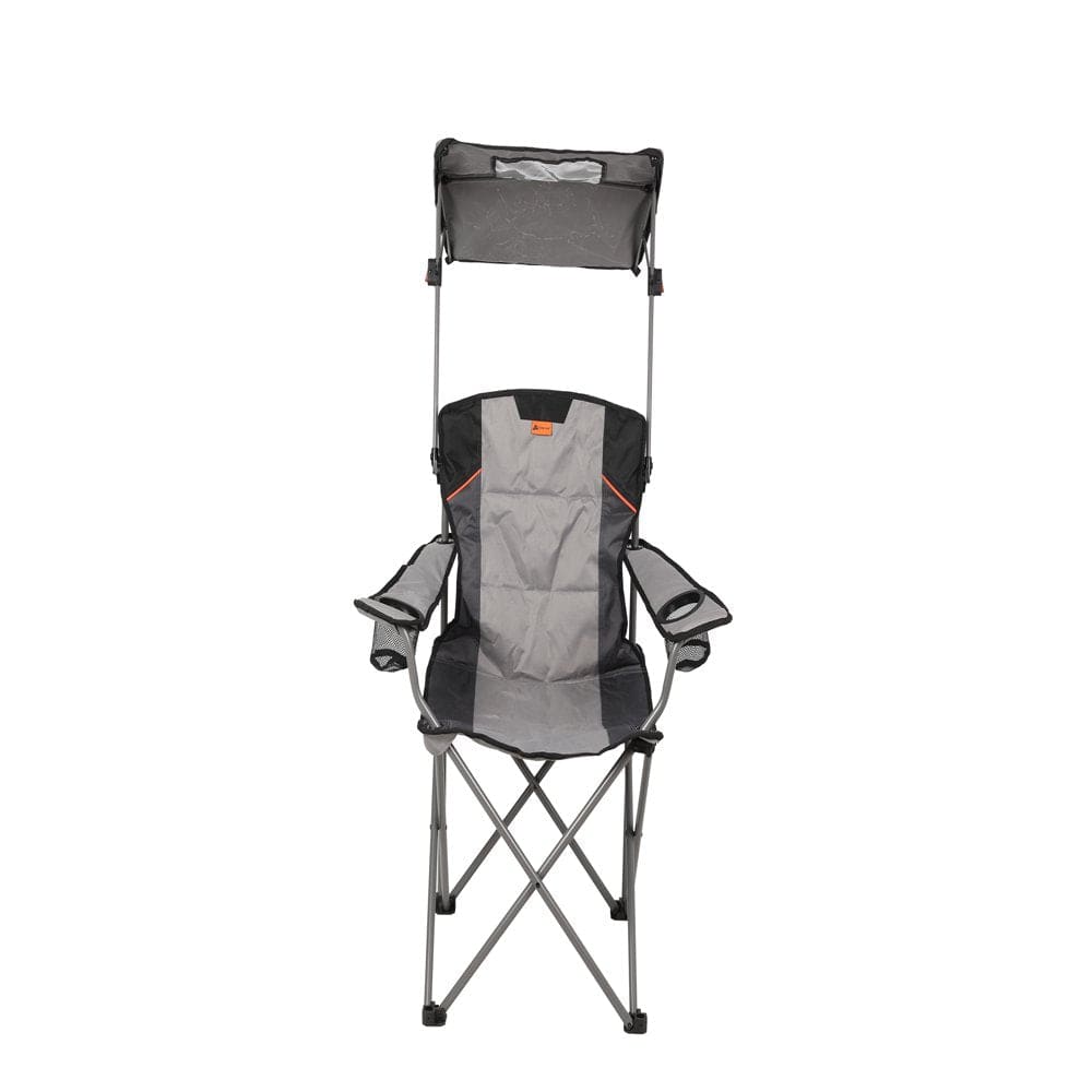 Ozark Trail Camping Chair with Shade, Black and Gray, Adult