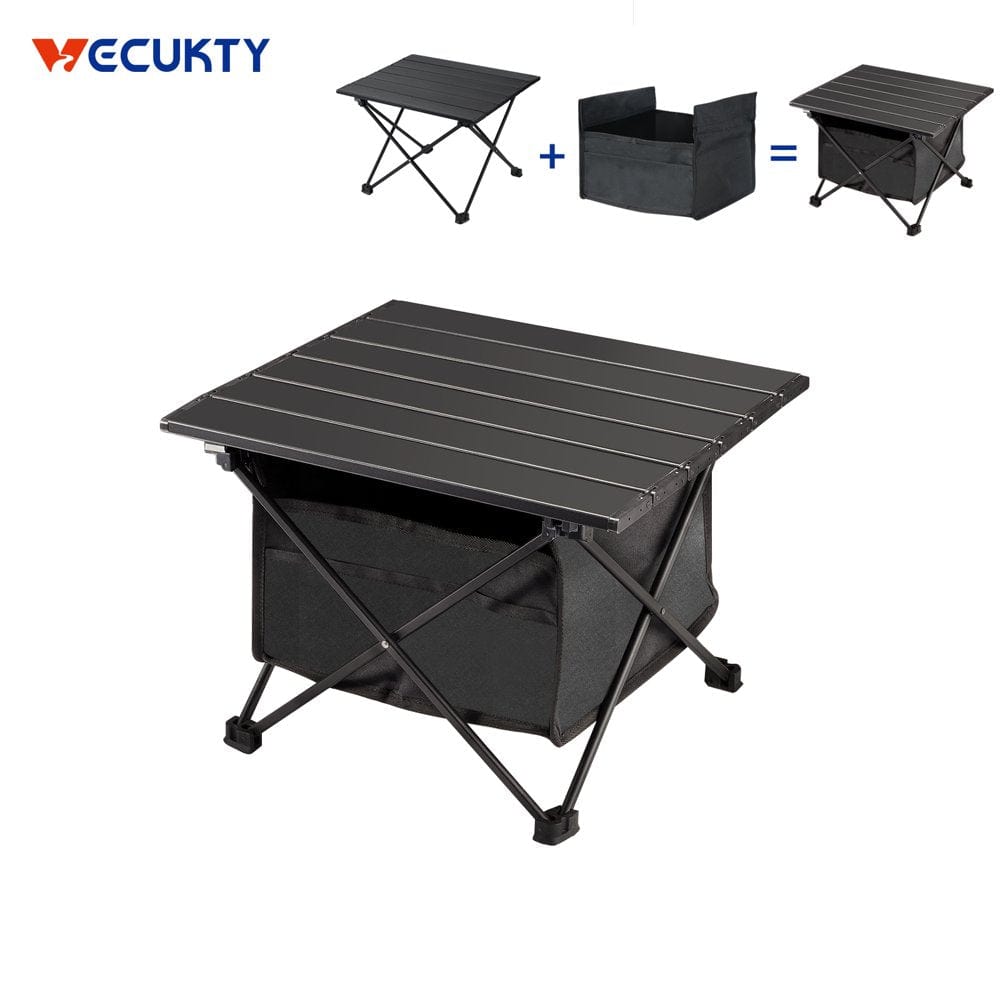 Portable Camping Side Table with Storage Bag, Ultralight Aluminum Folding Beach Table with Carry Bag for Outdoor Cooking, Picnic, Camp, Boat, Travel,L