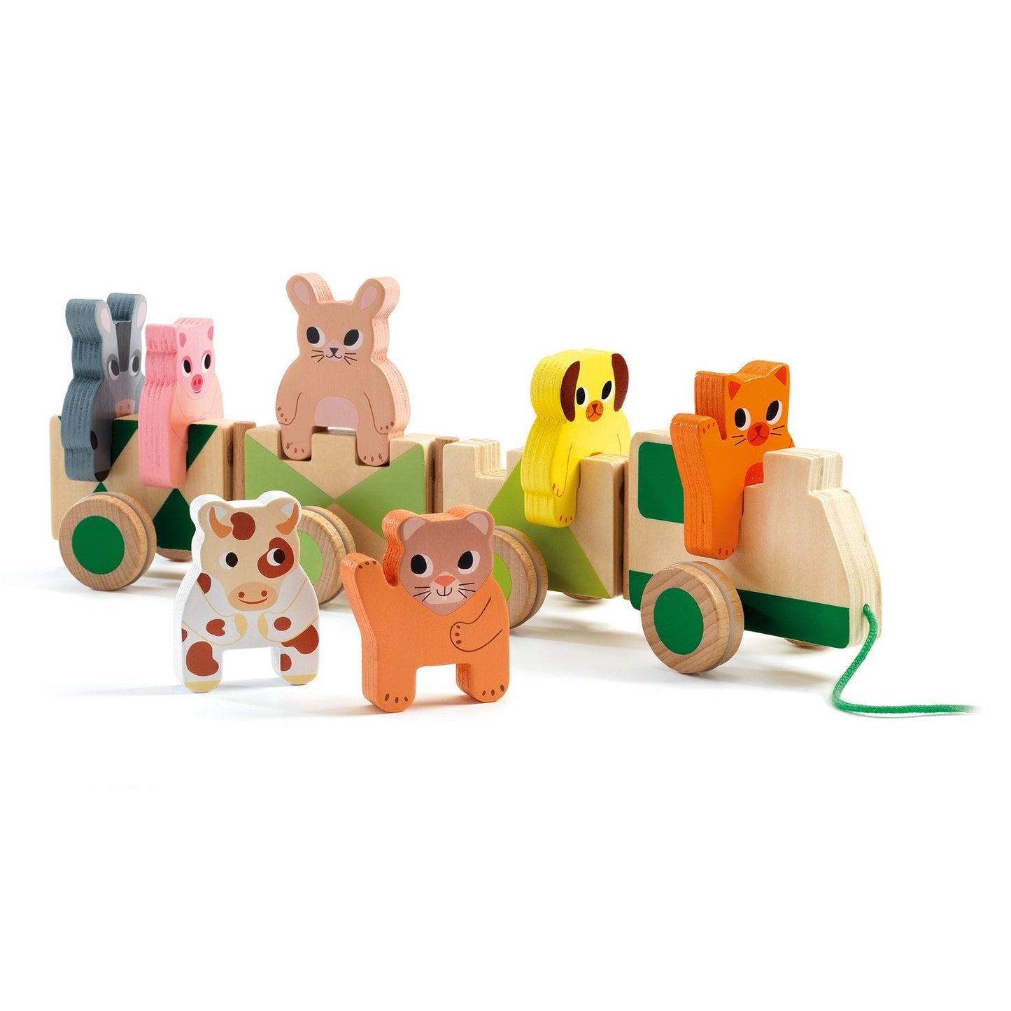 Wooden Pull-Along Activity Toy - Trainimo Farm
