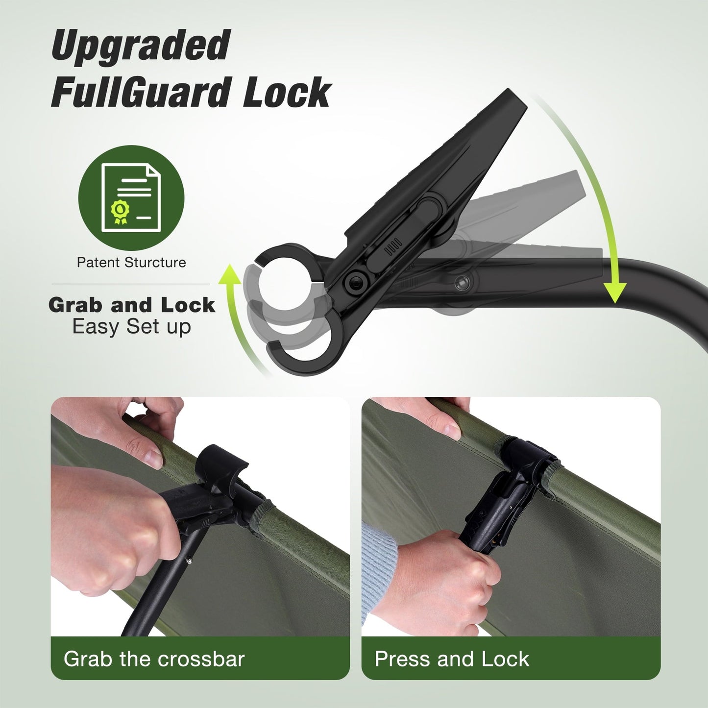 WARMOUNTS Compact Camping Cots Pro, 360¡ã Grip Lock Patent Structure for 60-Sec Set, 30' Wide Folding Camping Cot w/ Carry Bag for Hiking, 350 lbs